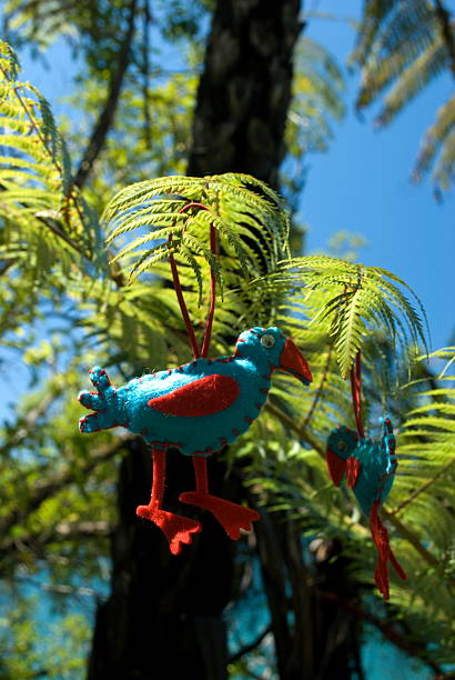 istock Pukekeo in a Ponga Tree, Kiwiana Christmas Themed Image 528724958