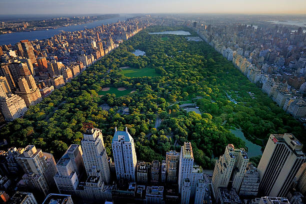 Central Park aerial view, Manhattan, New York stock photo