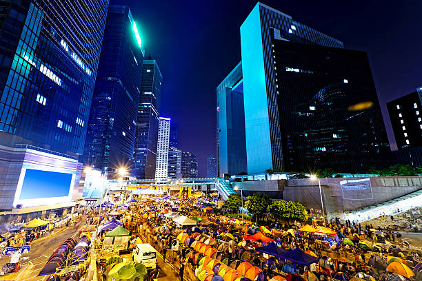 2014 年香港民主化デモ - parasol umbrella asian ethnicity asian culture ストックフォトと画像