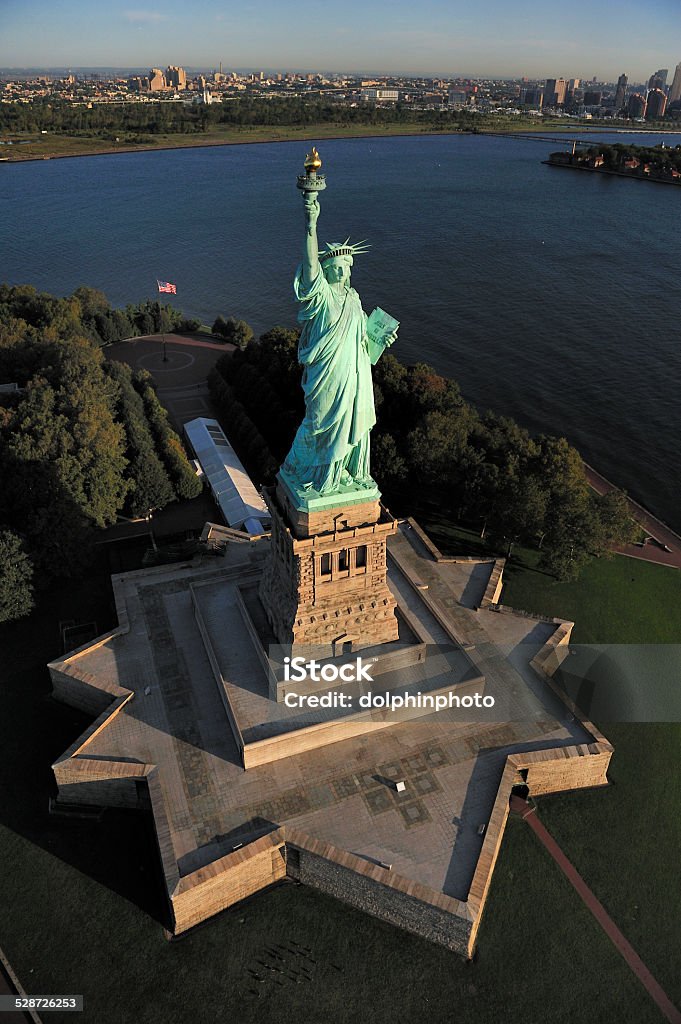 Aerial view of the Statue of Liberty, New York Aerial view of the Statue of Liberty, New York City, New York Statue of Liberty - New York City Stock Photo