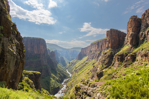 Maletsunyane River valley in Lesotho
