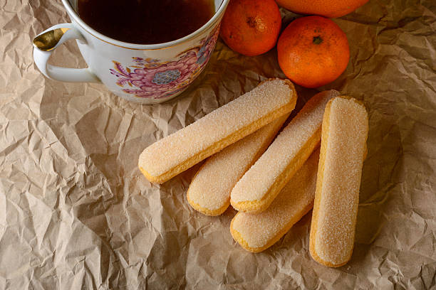 savoyards в tea time - biscotti orange italian culture dessert стоковые фото и изображения