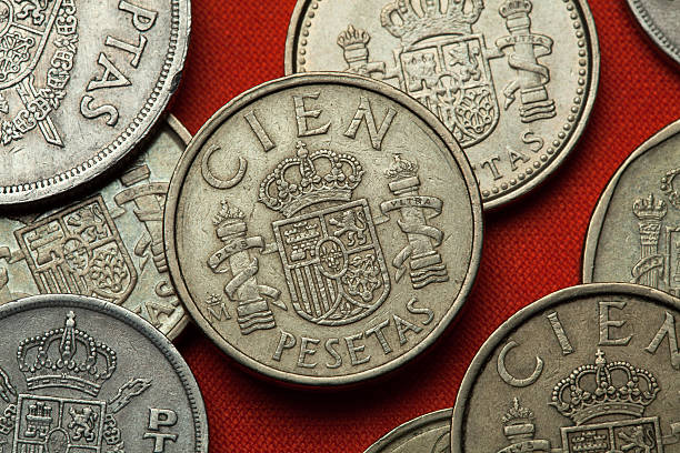 istock Coins of Spain. Spanish national emblem 528728938