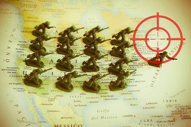 istock Red viewfinder over USA conflict 528731238