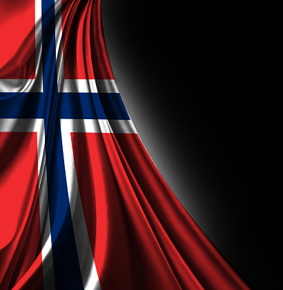 flag of Norway waving with highly detailed textile texture pattern
