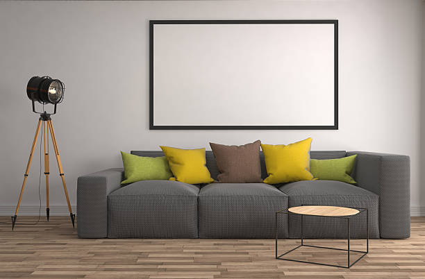 istock mock up poster frame in interior background. 3D Illustration 528731706