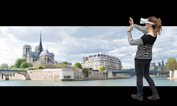 odwiedź paryża za pomocą wirtualnej rzeczywistości - malarstwo iluzjonistyczne zdjęcia i obrazy z banku zdjęć