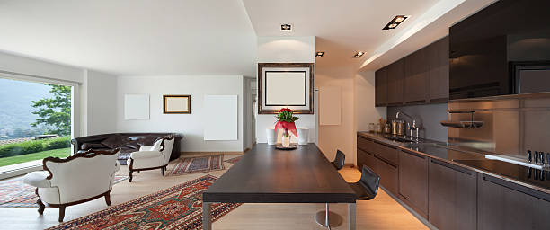 istock Interior, open space with kitchen and living room 528738866