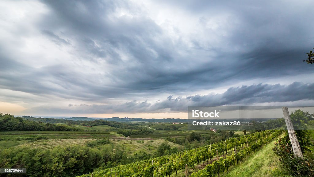 storm over the fields a storm is growin up over the fields of italy Rain Stock Photo
