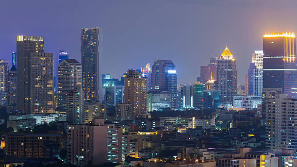 istock Office building nigh view, Bangkok Thailand 528740454