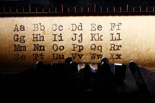 istock Latin alphabet, font printed on vintage typewriter 528740493