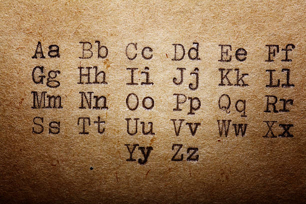 istock Latin alphabet, font printed on vintage typewriter 528740503