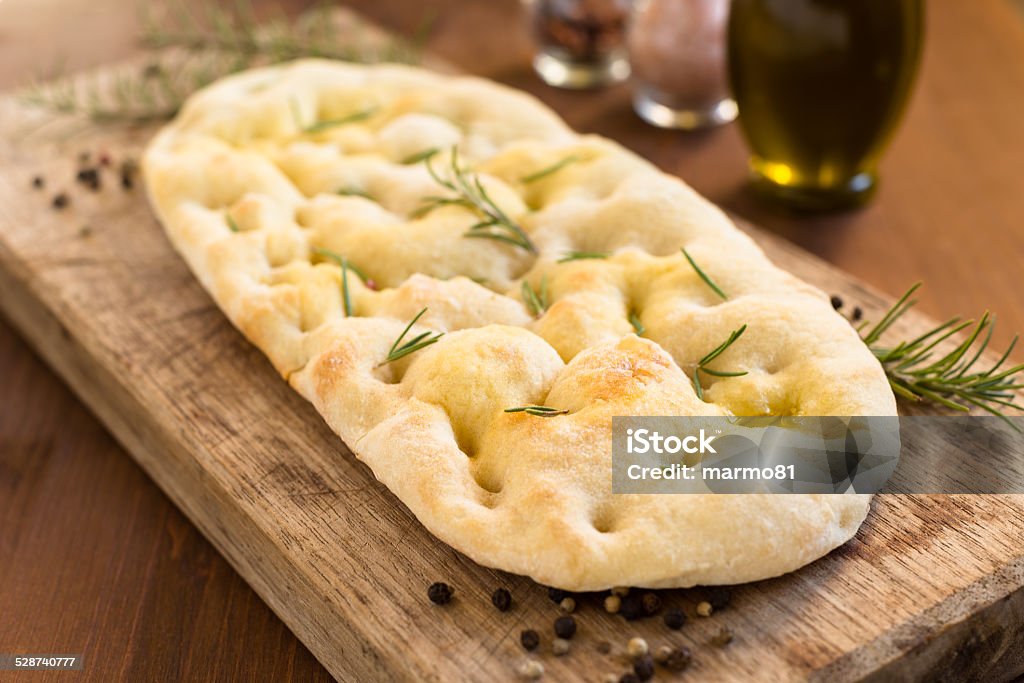 Classic focaccia whole focaccia made in Italy  Baked Stock Photo