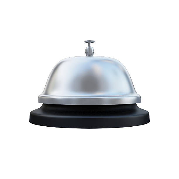 istock Ring Service Alarm isolated on White background, Wooden base 528741189
