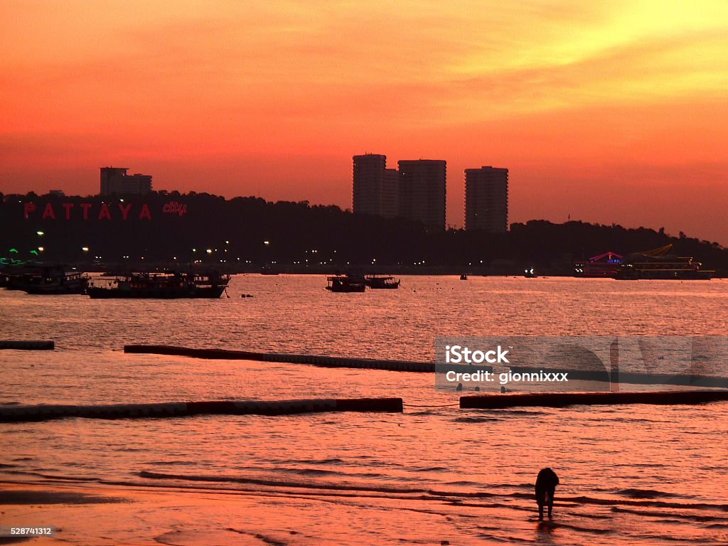 Pattaya beach at sunset, Thailand Pattaya beach scenic red sunset.   Adult Stock Photo