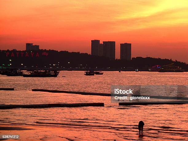 Pattaya Beach At Sunset Thailand Stock Photo - Download Image Now - Adult, Adults Only, Asia