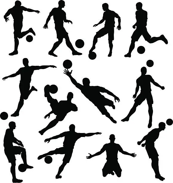 Vector illustration of Soccer Player Silhouettes