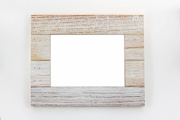 Wooden vintage blank frame stock photo