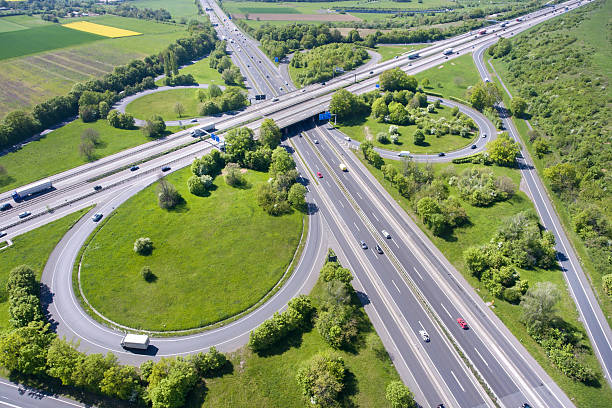 istock Aerial view of a highway intersection 528743050