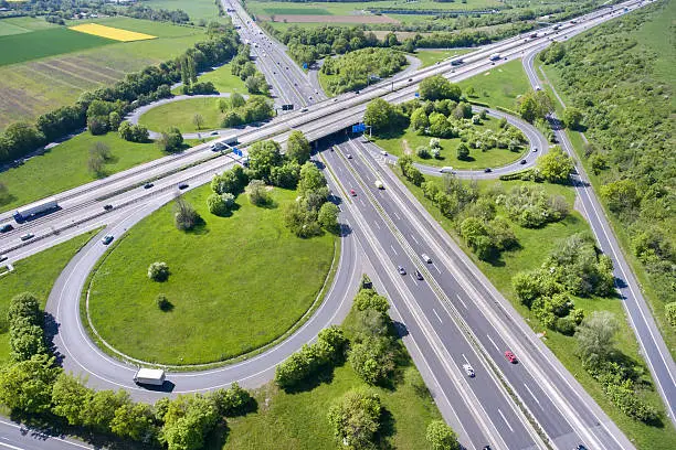 Aerial view of a highway intersection