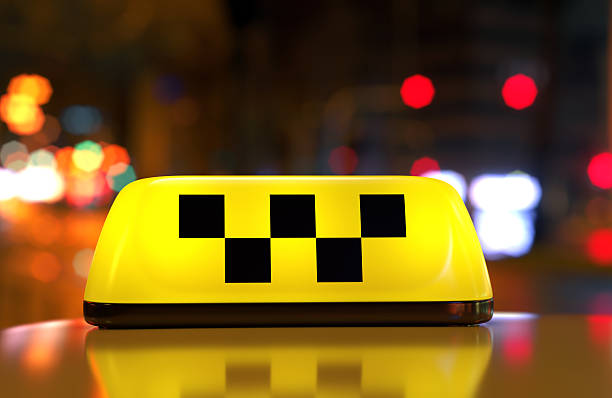 istock Taxi sign with checker 528743556