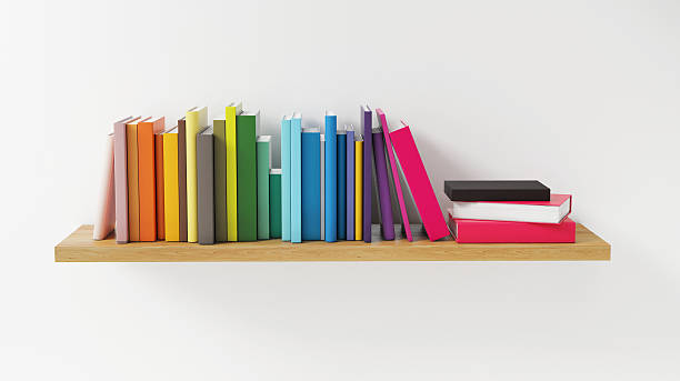 istock Shelf with Color Book on the White Wall, Concept, Render 528764393