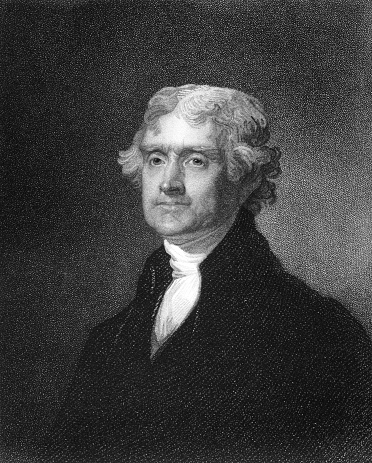 Thomas Jefferson (1743-1826) on engraving from 1835. American Founding Father, the principal author of the Declaration of Independence and third President during 1801–1809. Engraved by J.B.Forrest and published in ''National Portrait Gallery of Distinguished Americans Volume II'',USA,1835.