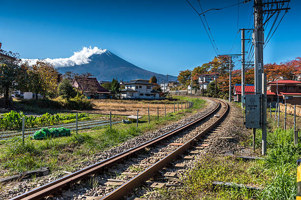 istock Japanese Village with Fuji Mountain in Background 528765177
