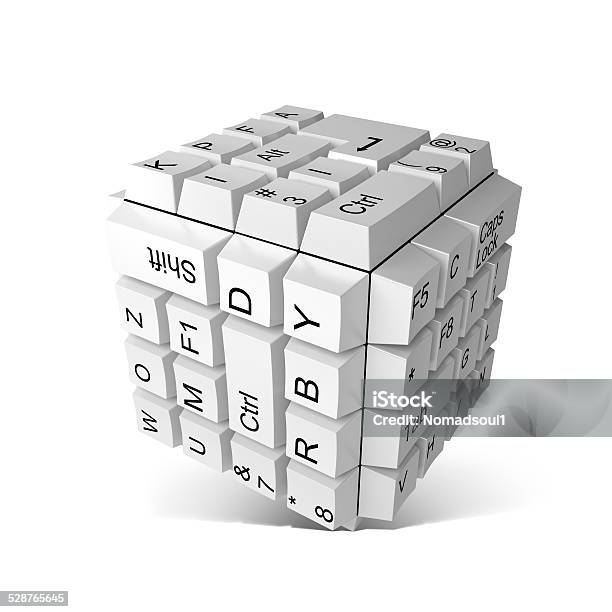 Random Keyboard Keys Forming A Cube Stock Photo - Download Image Now - Abstract, Alphabet, Close-up