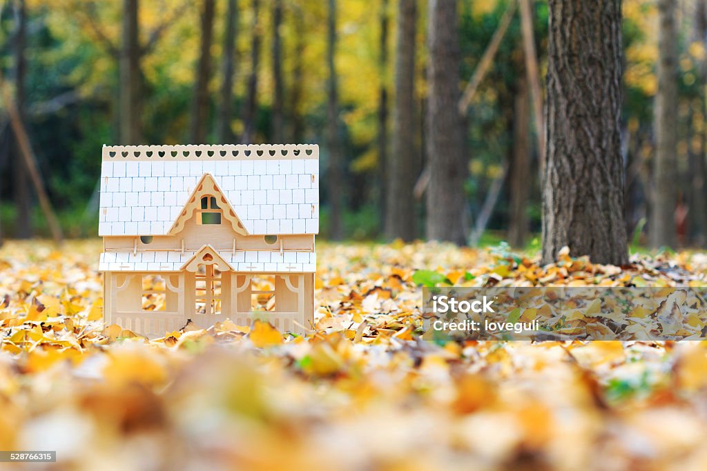 new craft house model lying on the ground of bush Abstract Stock Photo