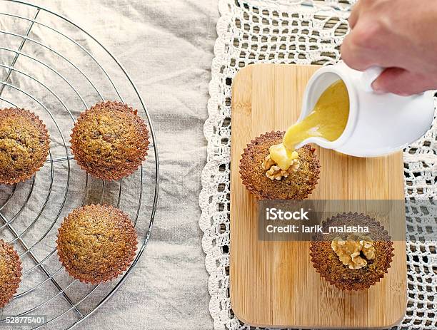 Moist Date Muffins With Homemade Toffee Caramel Stock Photo - Download Image Now - Cake, Caramel, Date - Fruit