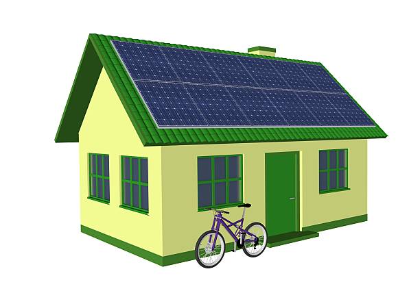 house model with Solar Panels stock photo