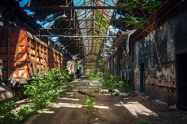 istock Old trains at abandoned train depot 528776367