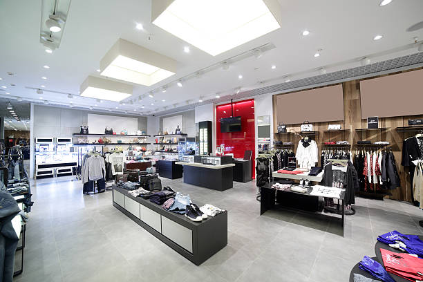 istock brand new interior of cloth store 528779815