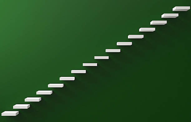 istock Stairs Rendered on the Green Wall 528780517