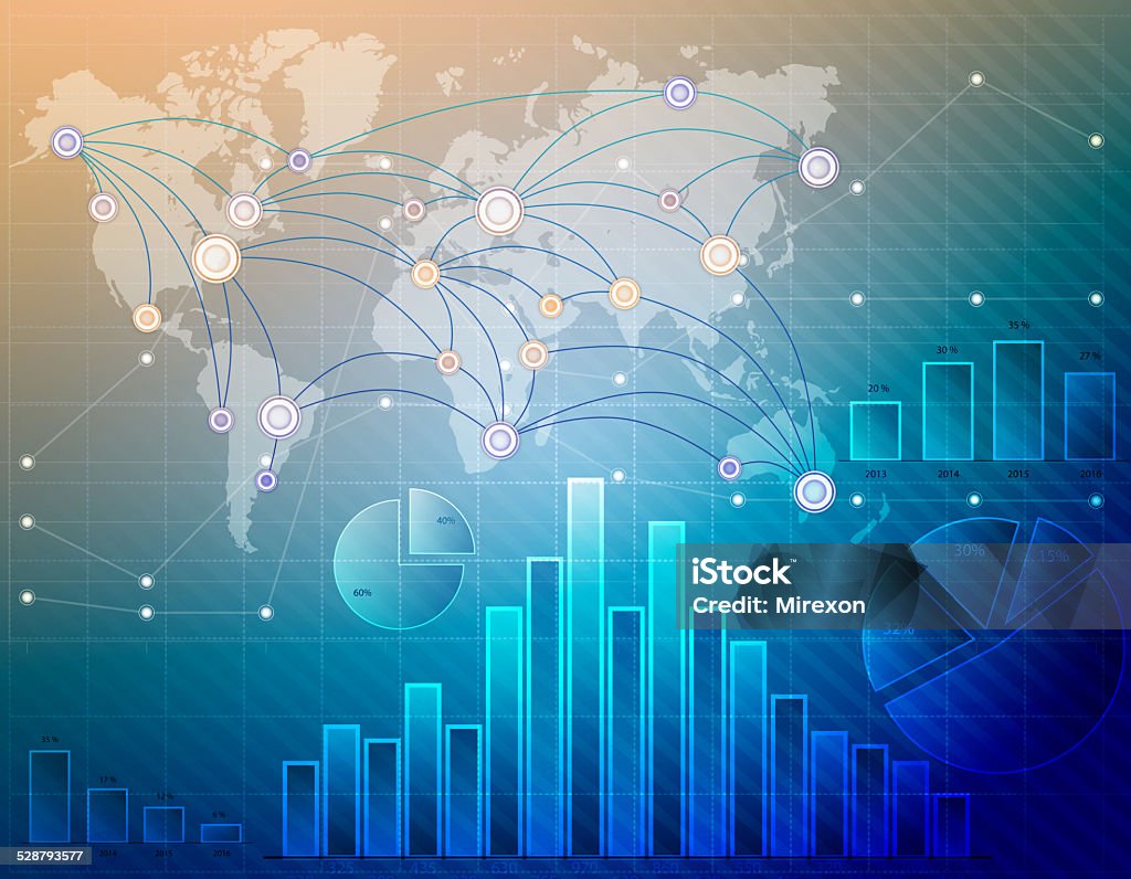 Businness Raph's Business Graph And Map Stock Illustration - Download Image Now - Blue ...