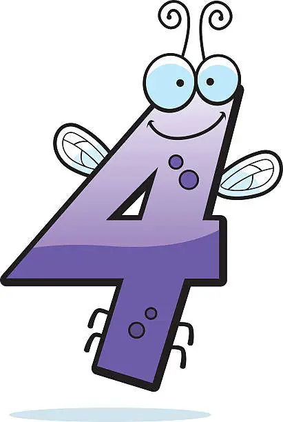 Vector illustration of Cartoon Number Four Bug