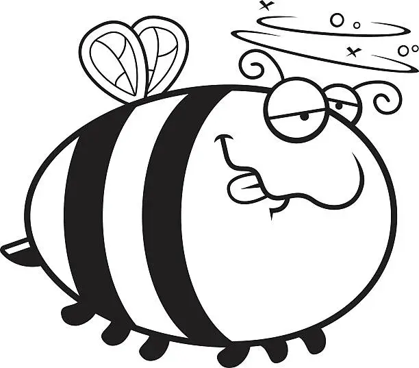Vector illustration of Cartoon Drunk Bee