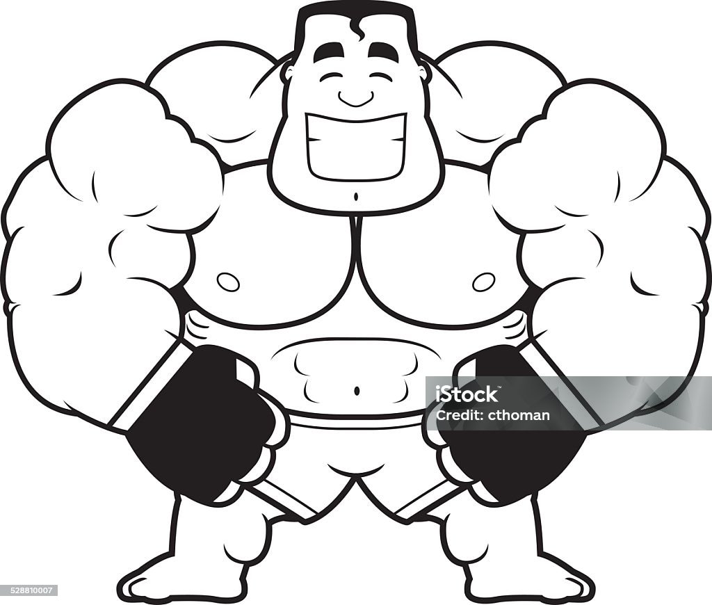 Cartoon MMA Fighter Flexing A cartoon illustration of a mma fighter flexing. Adult stock vector