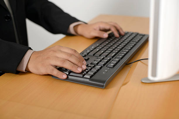 istock Business man typing with keyboard 528810767