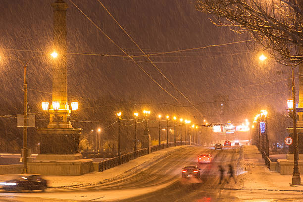 istock lot of snowfall in road 528811447