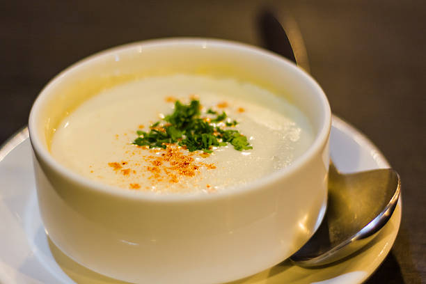 istock Mushroom cream soup in cup . 528812299