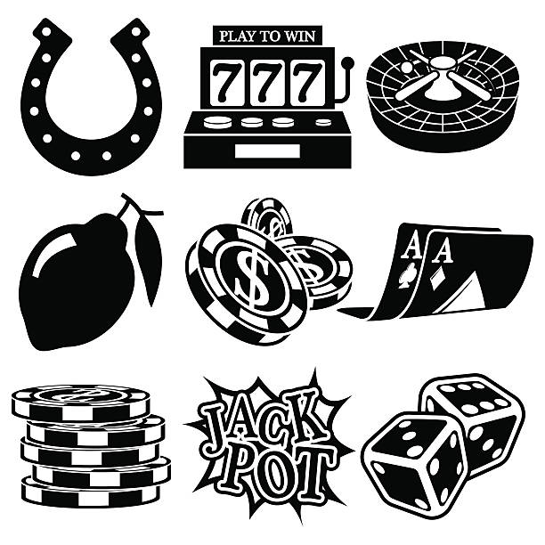 illustrations, cliparts, dessins animés et icônes de vector noir icônes set casino - silhouette poker computer icon symbol