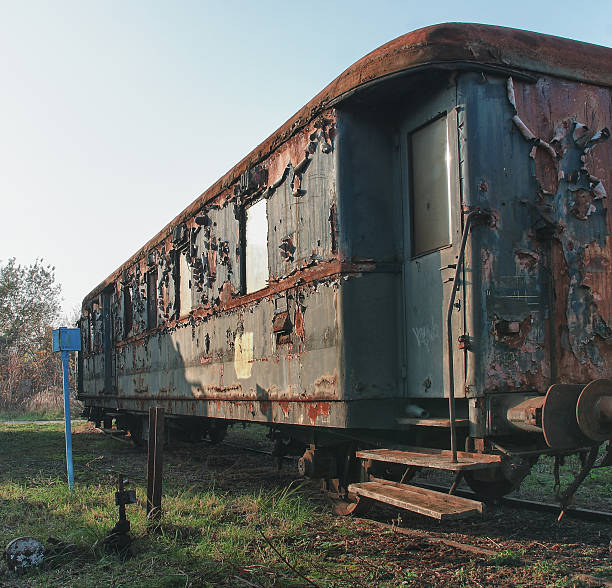 istock Old abandoned  trains at  depot in sunny day 528814685