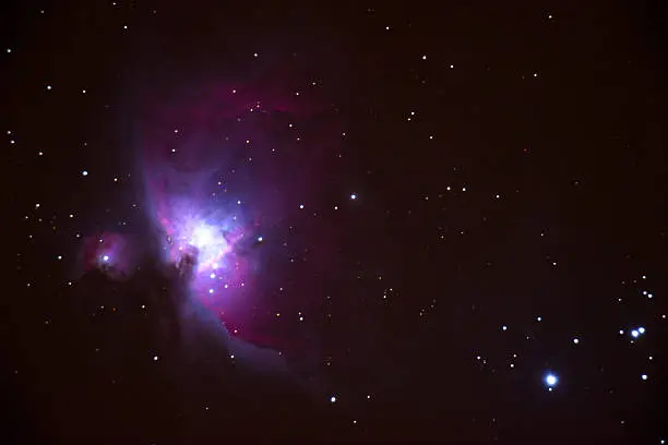 The Orion Nebula M42 is a large cloud of interstellar gas within which continuous born and new generations of stars. It is located in the constellation of Orion.