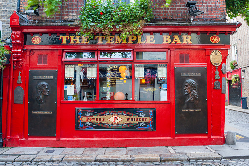 Dublin, Ireland - Oct 25, 2014: People around The Temple Bar in Dublin, Ireland on October 25, 2014