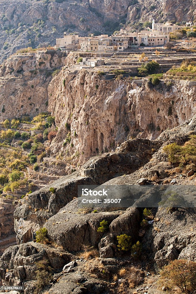 omani mountain village traditional village at jabal akhdar, the green mountain range, oman. Abandoned Stock Photo