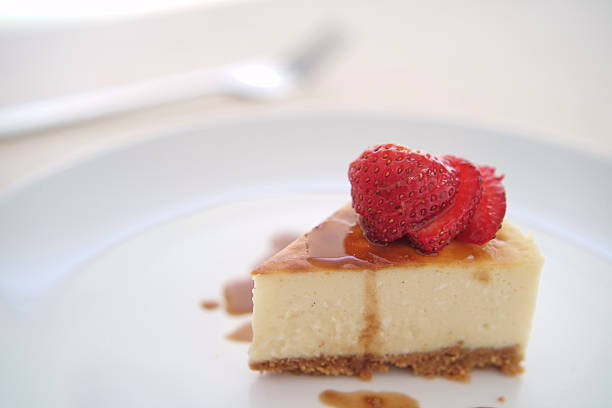 istock Small slice of cheesecake on a big plate 528828799