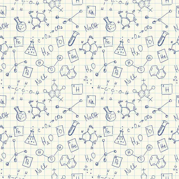 Vector illustration of Chemistry doodles seamless pattern