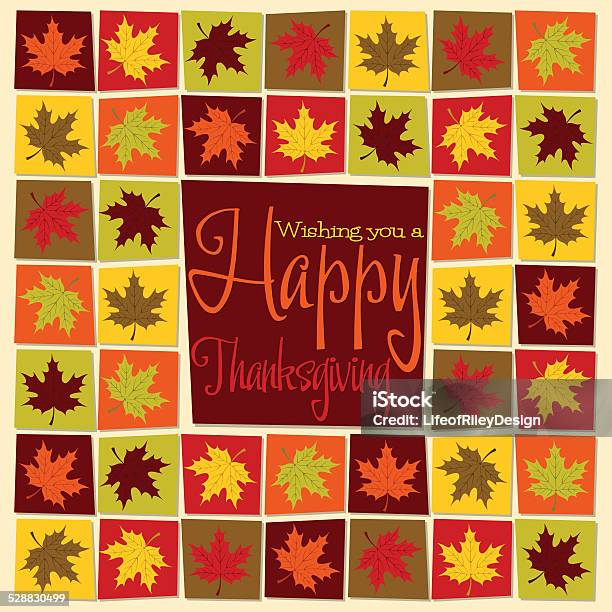 Bright Mosaic Thanksgiving Card In Vector Format Stock Illustration - Download Image Now - Autumn, Brown, Celebration